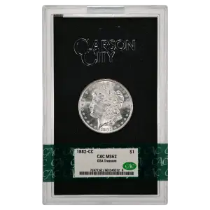 1882(CC) - 0.77oz Morgan Silver Dollar - GSA Treasure CAC MS62 (D-8)