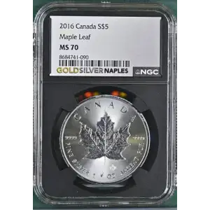2016 CANADA MAPLE LEAF S$5 MS70 (S19A-B9)