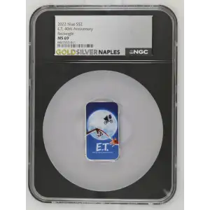 2022 - 1oz E.T. 40th Anniversary Silver Rectangle - Niue S$2 - NGC MS69 (D-14)