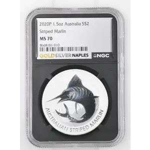 2020P - 1.5oz Striped Marlin Silver Coin - Australia $2 - NGC MS 70/10 (D11-B24)