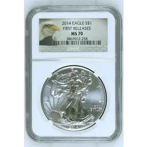 2014 - 1oz Silver Eagle - S$1 FIRST RELEASES - NGC MS70 (D11-B19)
