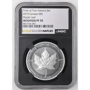 2019 Pride of Two Nations - 1oz Maple Leaf - Canada S$5 - NGC PF70 (S12B-B23)
