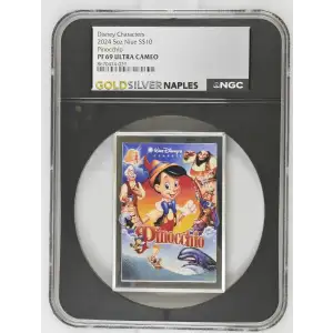 Disney Characters 2024 5oz Niue S$10 Pinocchio PF69 UC (D-7)