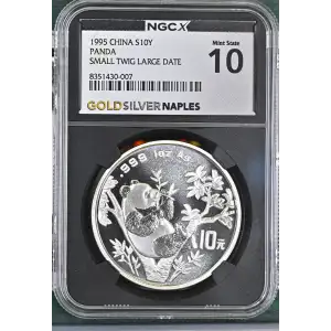 1995 1oz China - S10Y Panda Small Twig Large Date - NGCX MS 10 (S12B-B2)