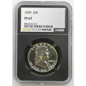 1959 - 0.3617oz Silver Franklin Half Dollar - NGC PF67 (S13B-B20)