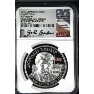2020 1oz Cameroon S1000F Donald Trump All Together HR-ER NGC PF70 (S19A-B30)