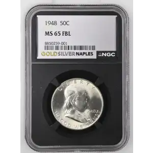 1948 - 0.3575oz Silver Franklin Half Dollar - NGC MS65 FBL (S13B-B1) (2)
