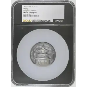 2023 5oz Cook Is. S$25 Beijing Temple of Heaven MS70 ANTIQUED (D-7)