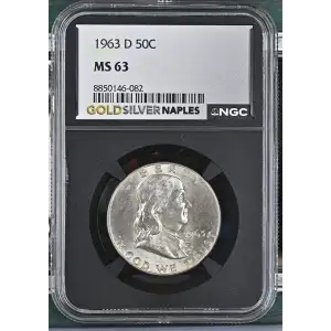 1963(D) - 0.3617oz Silver Franklin Half Dollar - NGC MS63 (S13B-B5) (2)