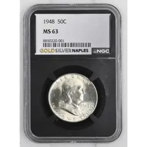 1948 - 0.3617oz Silver Franklin Half Dollar - NGC MS63 (S13B-B14)