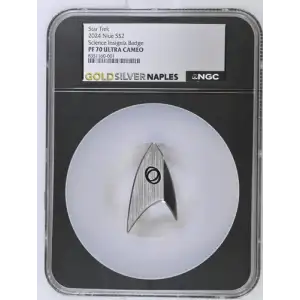 Star Trek 2024 1oz Niue S$2 Science Insignia Badge PF70 (D-2)