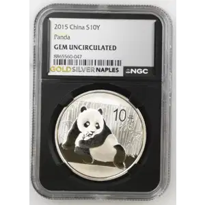 2015 - 1oz Panda Silver Coin - China 10Yn - NGC GEM UNC. (S14-B13)
