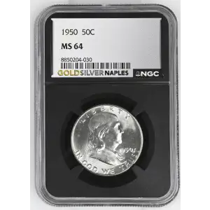 1950 - 0.3617oz Silver Franklin Half Dollar - NGC MS64 (S13B-B8)
