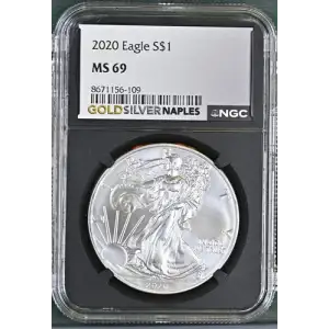 2020 - 1oz Silver Eagle S$1 NGC MS69 (D11-B3)