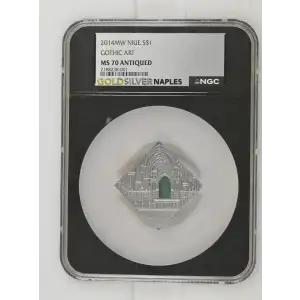 2014MW 1oz Niue S$1 Gothic Art MS70 ANTIQUED