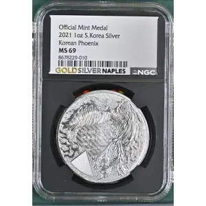 2021 - 1oz Korean Pheonix Silver Medal - South Korea - NGC MS69 (S12B-B12)