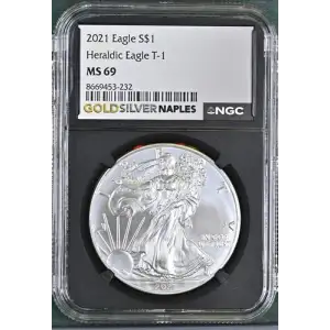 2021 - 1oz Silver Heraldic Eagle T-1 NGC MS69 (D11-B11)