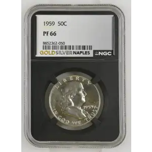 1959 - 0.3617oz Silver Franklin Half Dollar - NGC PF66 (S13B-B20)
