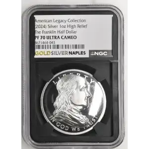 2024 - 1oz Silver Franklin Half Dollar Round - NGC PF70 High Relief (S12B-B12)