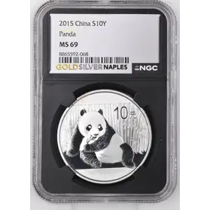 2015 - 1oz Panda Silver Coin - China 10Yn - NGC MS69 (S14-B13)