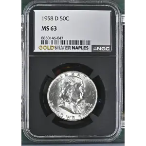 1958(D) - 0.3617oz Silver Franklin Half Dollar - NGC MS63 (S13B-B6) (2)