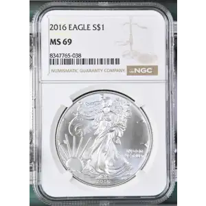 2016 - 1oz Silver Eagle S$1 NGC MS69 (D11-B1)