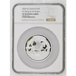 2025 5oz St. George & the Dragon Silver - Alderney 25PNDS - NGC PF-70 (D-7) (2)