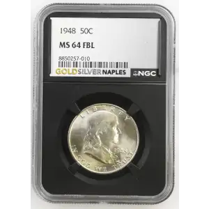 1948 - 0.3617oz Silver Franklin Half Dollar - NGC MS64 FBL (S13B-B1) (3)