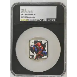 Marvel 2025 2oz Niue S$3 Spider-Man Thwip! PF70 UC (D-3) (2)