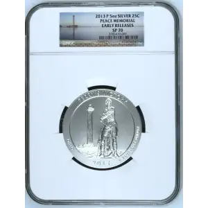 2013P - 5oz America the Beautiful Peace Memorial Quarter - NGC ER SP70 (D-14)