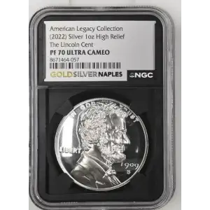 2022 - 1oz Silver Lincoln Cent Round - NGC PF70 High Relief (S12B-B12)