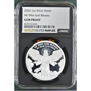 2024 - 1oz Silver Shield - He Who God Blesses - NGC GEM PROOF (S12B-B13)