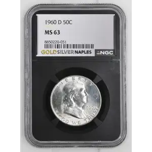 1960(D) - 0.3617oz Silver Franklin Half Dollar - NGC MS63 (S13B-B9)