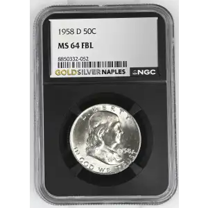 1958(D) - 0.3617oz Silver Franklin Half Dollar - NGC MS64 FBL (S13B-B10)