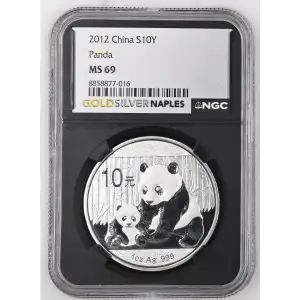 2012 - 1oz Panda Silver Coin - China 10Yn - NGC MS69 (S18A-B22)