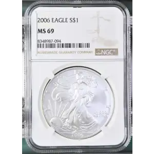 2006 - 1oz Silver Eagle S$1 NGC MS69 (D11-B8)