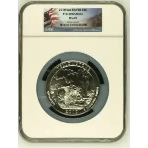2010 5oz Silver 25C Yellowstone MS69 (D-7)