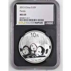 2013 - 1oz Panda Silver Coin - China 10Yn - NGC MS69 (S18A-B22)