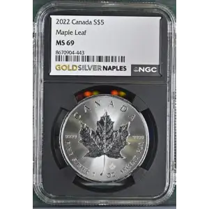 2022 CANADA MAPLE LEAF S$5 MS 69 NGC (S20B - B2)