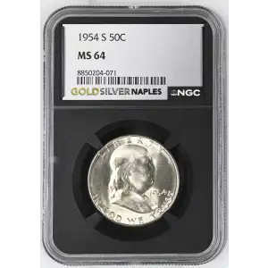 1954(S) - 0.3617oz Silver Franklin Half Dollar - NGC MS64 (S13B-B3) (2)