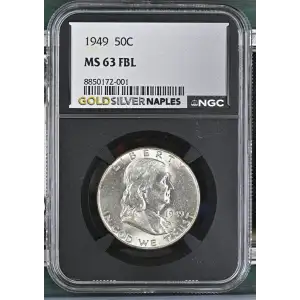 1949 - 0.3617oz Silver Franklin Half Dollar - NGC MS63 FBL (S13B-B5)