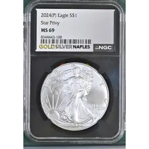 2024(P) - 1oz Silver Eagle S$1 Star Privy NGC MS69 (D10-B1)