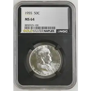 1955 - 0.3617oz Silver Franklin Half Dollar - NGC MS64 (S13B-B7) (2)