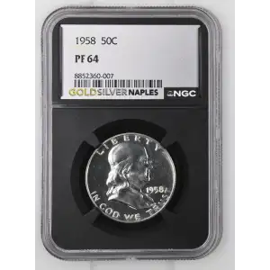 1958 - 0.3617oz Silver Franklin Half Dollar - NGC PF64 (S13B-B19)