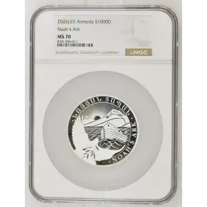 2026LEV Armenia Noah's Ark 5oz Silver MS69 NGC