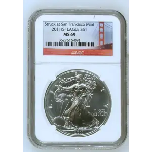 2011(S) - 1oz Silver Eagle - S$1 NGC MS69 (D10-B34)