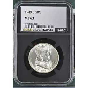 1949(S) - 0.3617oz Silver Franklin Half Dollar - NGC MS63 (S13B-B6) (2)