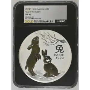 2023P - 1Kilo Silver Year of the Rabbit Coin - Australia S$30 - NGC MS70