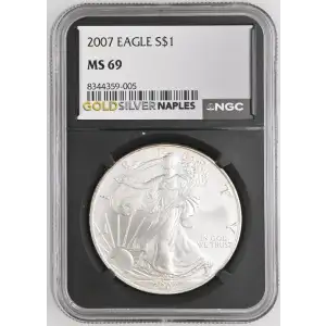 2007- 1oz Silver Eagle S$1 NGC MS69 (D10-B34)