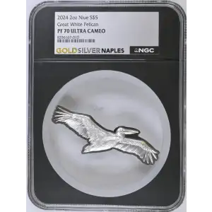 2024 2oz Niue S$5 Great White Pelican PF70 UC (D-7)